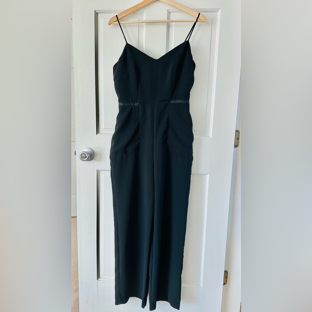 Maeve Anthropologie Black Magdalena Jumpsuit Strappy V-Neck Wide Leg Size 2 - Picture 3 of 15